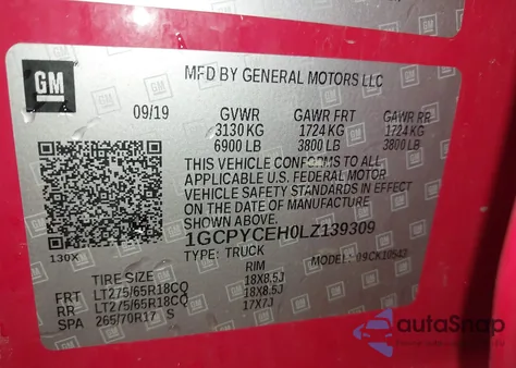 2020 Chevrolet Silverado 1500 4Wd Short Bed Custom Trail Boss from USA, damaged, VIN 1GCPYCEH0LZ139309